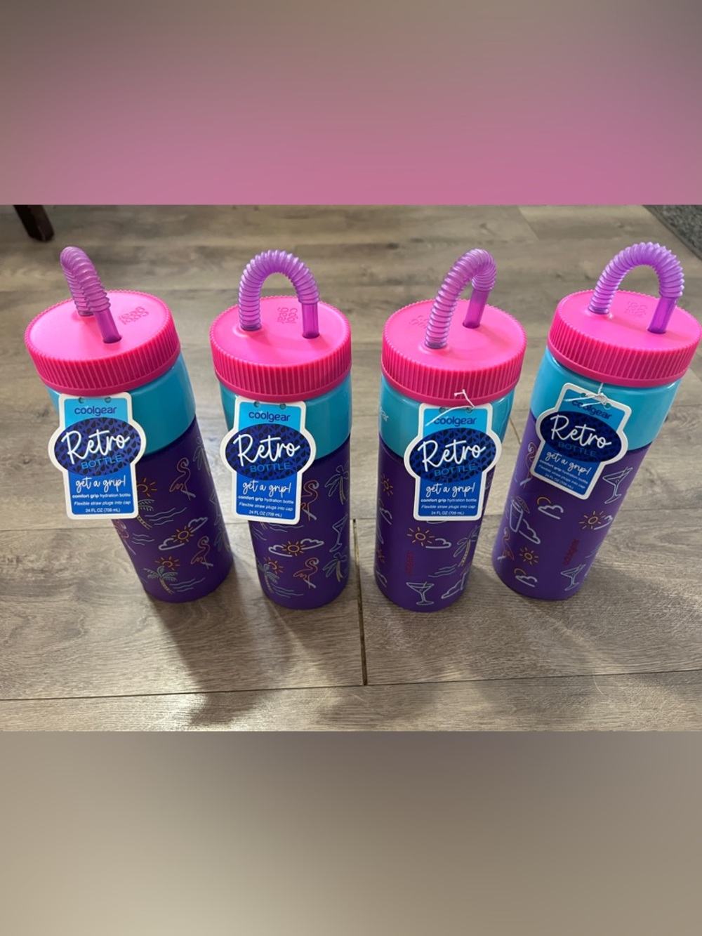 4 Cool Gear Retro Water Bottles 24 Oz. New